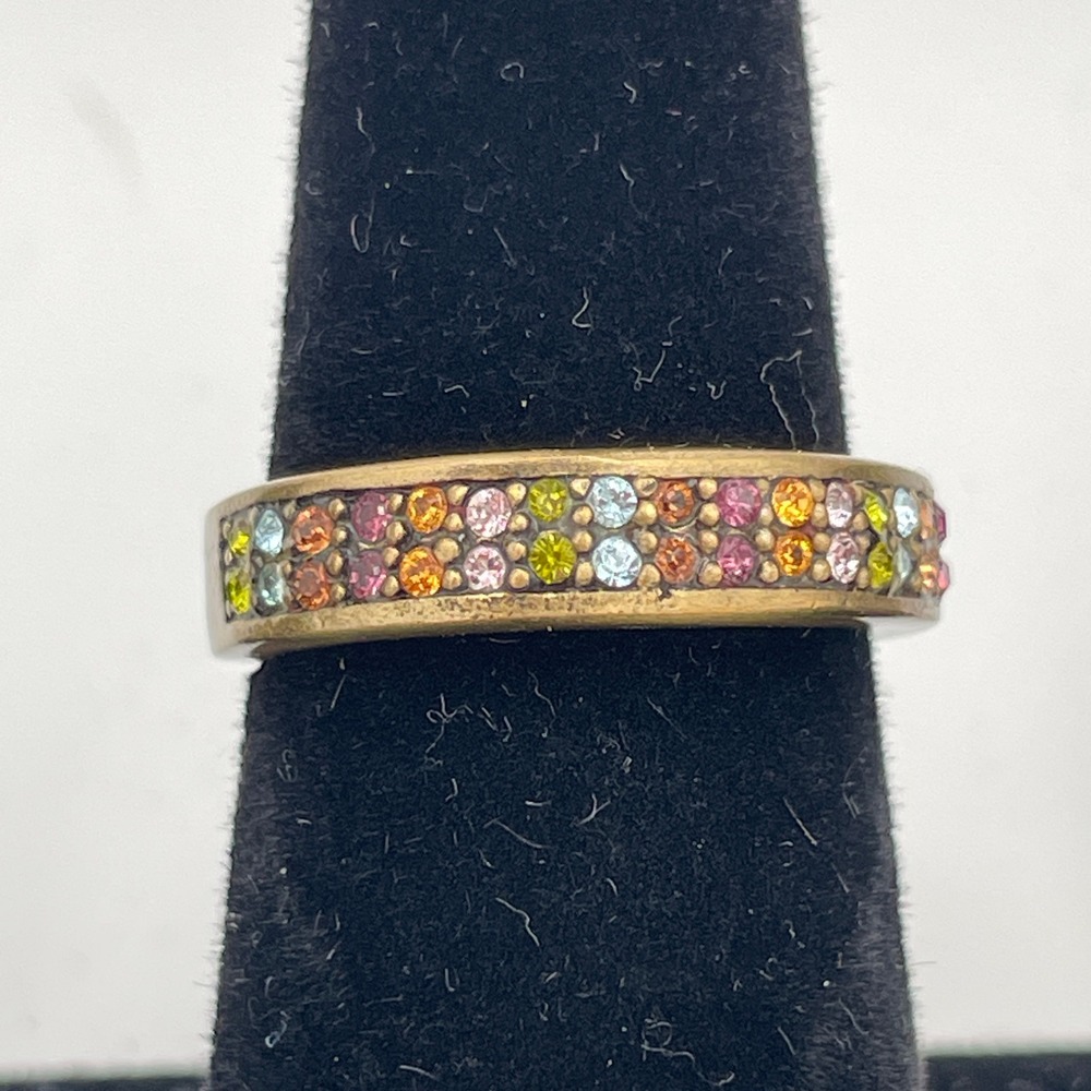 Heidi Daus Bronzetone Metal Women Size 7 Multi-Color Crystal Stackable Ring Set - Picture 2 of 9